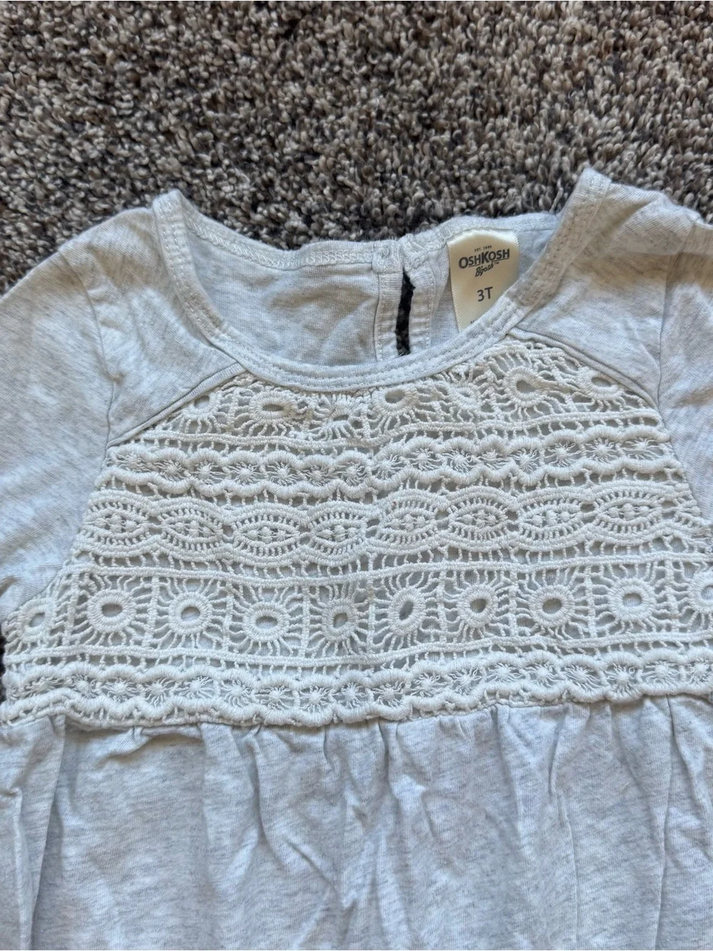 OshKosh B'gosh Cream Lace Yoke Long Sleeve Dress